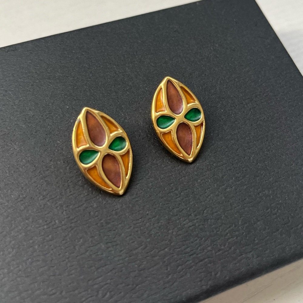 Vintage & Signed Givenchy Art Deco Clip On Earrings